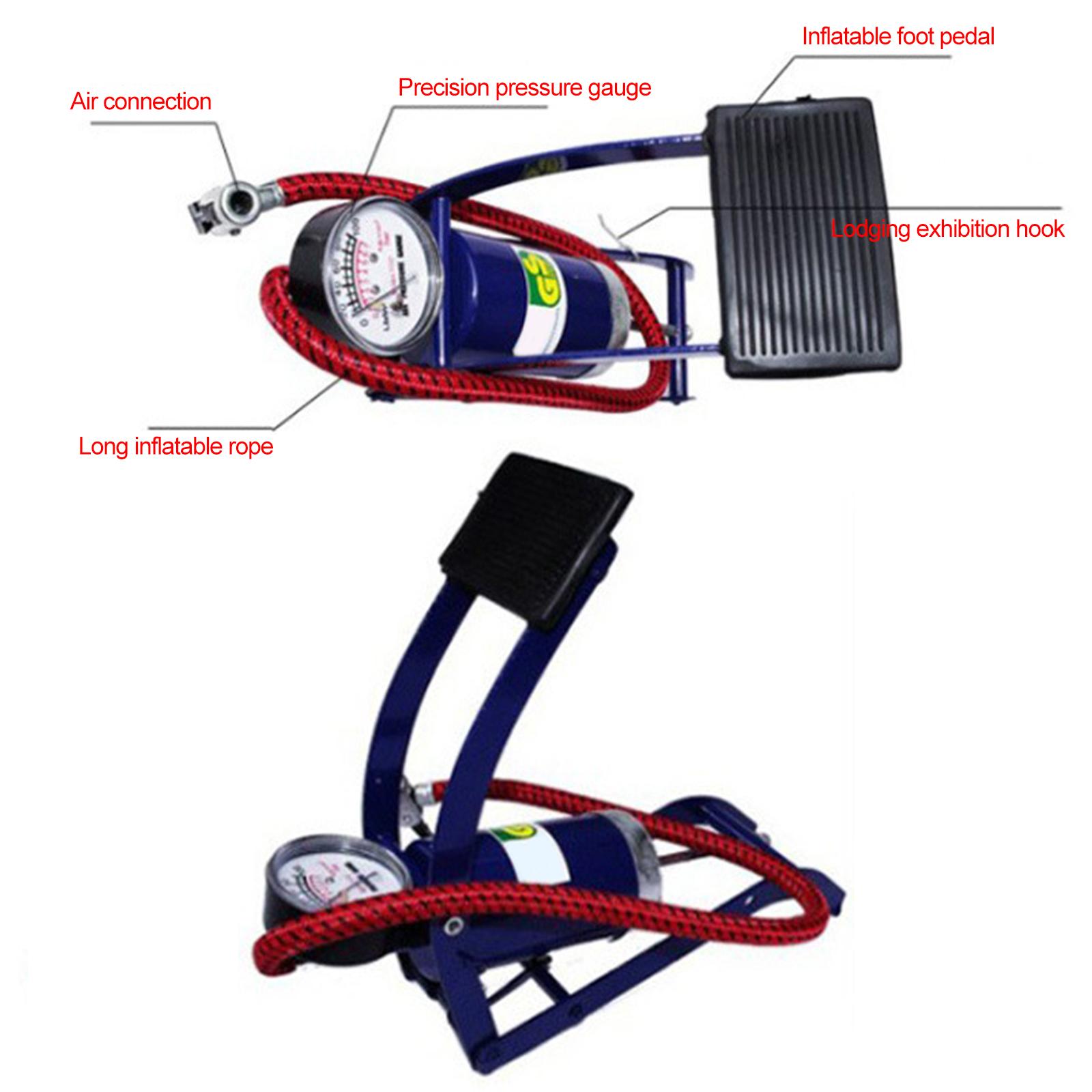Gravel Bike Tires - ปั๊มลมจักรยานแบบพกพาขนาดเล็กพร้อมเกจวัดแรงดัน เครื่องสูบลมแบบเท้าเหยียบโลหะน้ำหนักเบาพิเศษสำหรับยางรถยนต์ สกู๊ตเตอร์ จักรยานเสือหมอบ