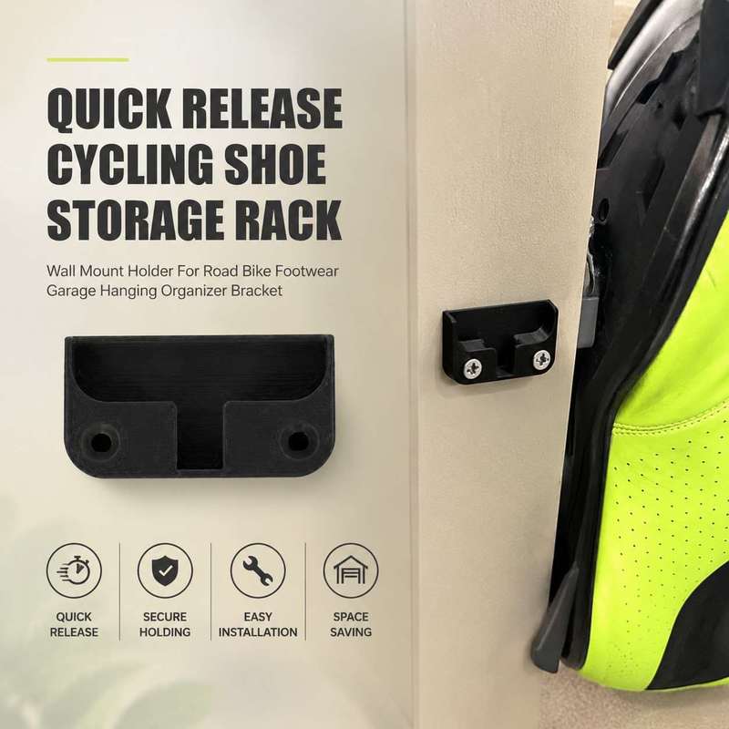 Cycling Gear Organizer Wall - ที่แขวนรองเท้าจักรยานแบบติดผนัง ปลดล็อกเร็ว สำหรับจัดเก็บรองเท้าจักรยานถนนในโรงรถ