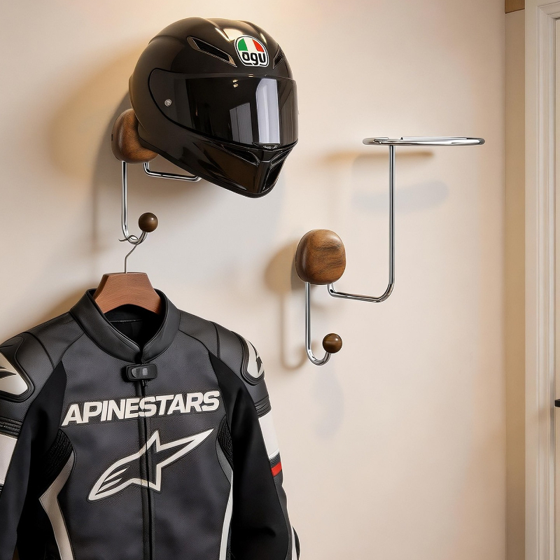 Cycling Gear Wall Mount - ชั้นวางหมวกกันน็อคแบบติดผนัง ไม่ต้องเจาะ แข็งแรงทนทาน ที่แขวนโชว์หมวกกันน็อค อุปกรณ์จัดเก็บติดผนังแบบไม่ต้องเจาะสำหรับบ้าน อุปกรณ์เสริมสำหรับนักปั่นจักรยาน