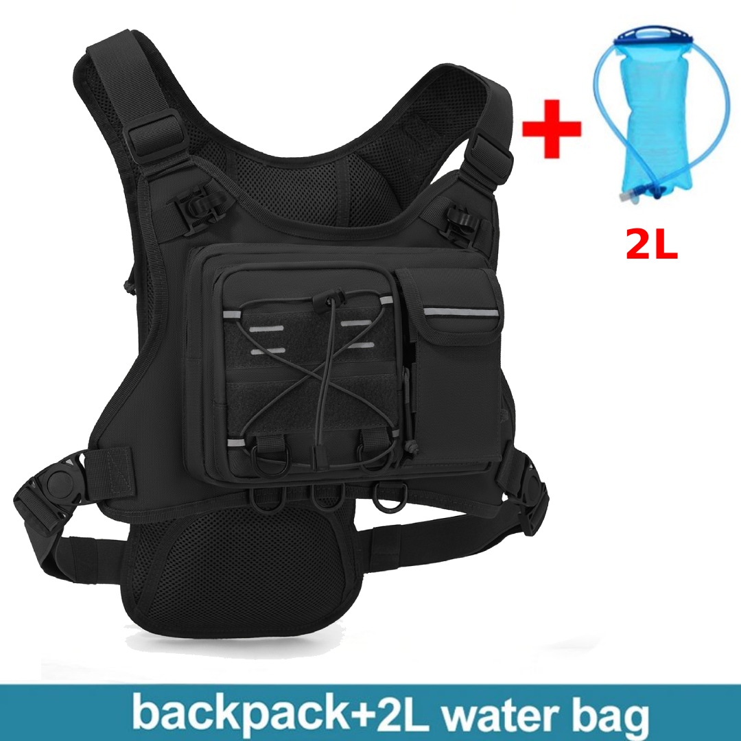 Cycling Gear Duffle - กระเป๋าคาดหน้าอกอเนกประสงค์ เสื้อกั๊กยุทธวิธีสำหรับผู้ชาย กระเป๋าเป้น้ำพร้อมช่องใส่อุปกรณ์ กระเป๋าวิ่งสำหรับวิ่งมาราธอน ปั่นจักรยาน เดินป่า
