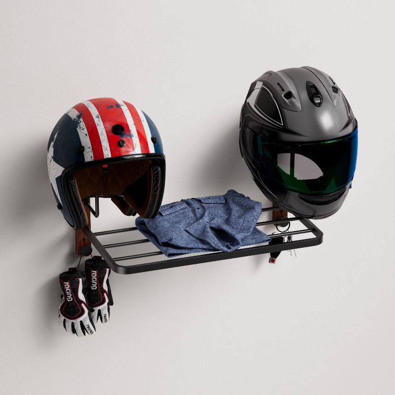 Cycling Gear Wall Mount - ที่แขวนหมวกกันน็อคอเนกประสงค์แบบติดผนัง ชั้นวางอุปกรณ์ปั่นจักรยาน ตะขอแขวน ที่เก็บหมวกกันน็อคมอเตอร์ไซค์