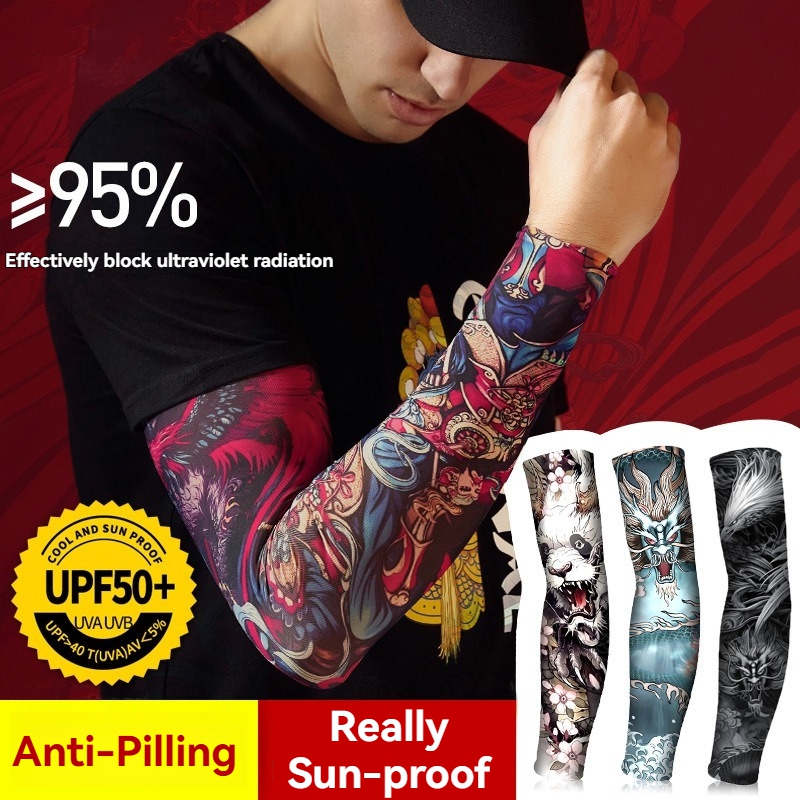 ฤดูร้อน Tattoo แขนผ้าไหมน้ําแข - Cycling Arm Warmers บทวิจารณ์และราคา